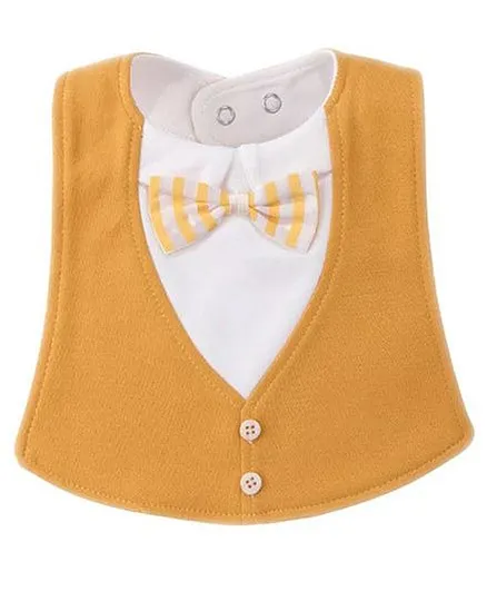 Little Hip Boutique Stripe Bow Trim Bib - Beige
