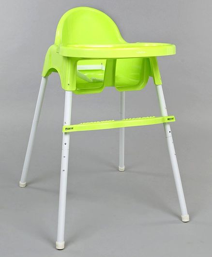 Babyhug Grace 2 in 1 Dining Chair With 2 Point Safety Harness & Anti Slip Footrest - Light Green