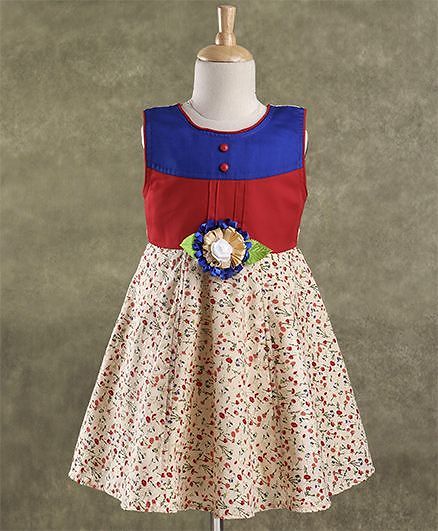 Enfance Core Stylish Dress With Broach - Red