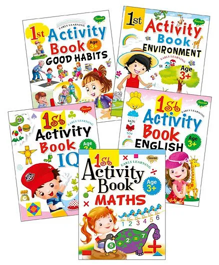 Sawan 1st Activity Books Good Habits Environment IQ English Maths Set of 5 - English
