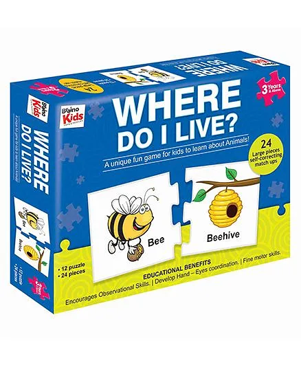 Braino Kids Where Do I Live Jigsaw Puzzle Multi Color - 24 Pieces