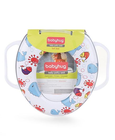 Babyhug Soft Potty Seat With Handle Printed - White