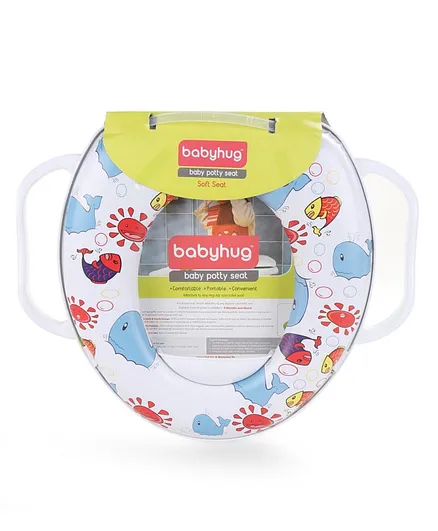Babyhug Soft Potty Seat With Handle Printed - White