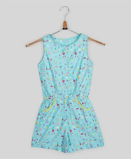 Silverthread Summer Print Jumpsuit - Blue