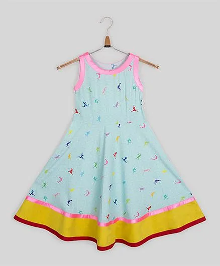 Silverthread Printed A Line Dress - Blue