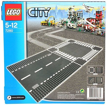 Lego City Straight And Crossroad - Multi Color-2 Pieces-7280