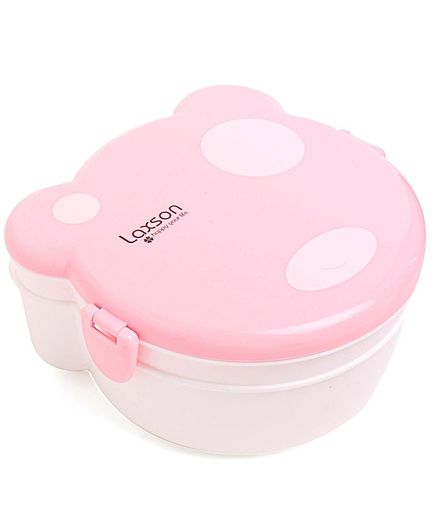 Polka Dot Clip Lock Lunch Box - White Pink
