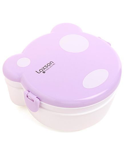 Polka Dot Clip Lock Lunch Box - White Purple