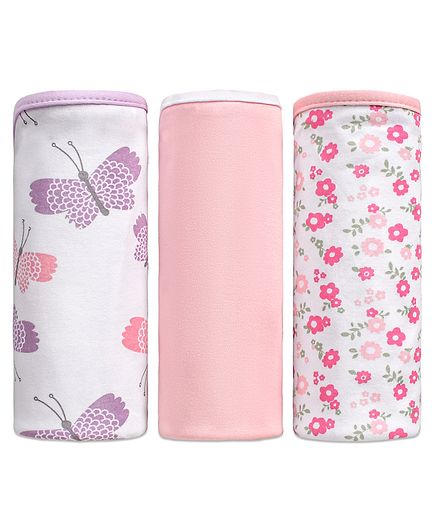 Babyhug Interlock Cotton Wrapper Pack of 3 - Pink And Purple