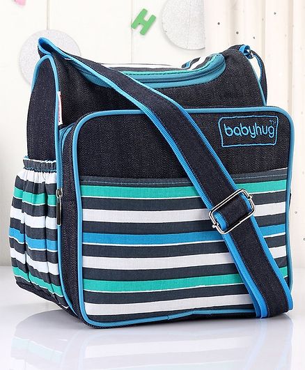 Babyhug Vogue Denim Diaper Bag Stripes - Navy