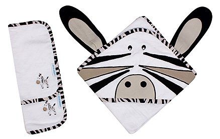 Abracadabra - Set Of Hooded Towel And Wash Cloths Zebra