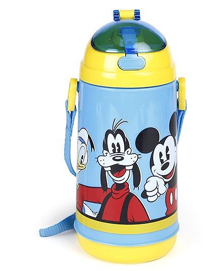 Disney Sipper Water Bottle Mickey Mouse & Friends Print Yellow Blue - 600 ml
