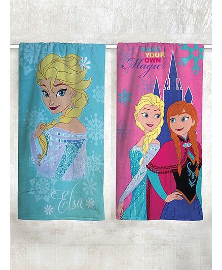 Disney Frozen Printed Bath Towel Pack of 2 - Blue Pink