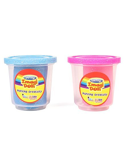 Imagician Playthings Glitter Clay Doh Pink Blue Pack of 2 - 75 gm each