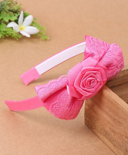 Babyhug Hair Band With Rose Motif - Pink