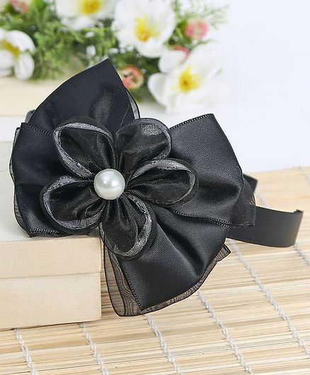 Babyhug Hair Band Bow & Floral Motif - Black