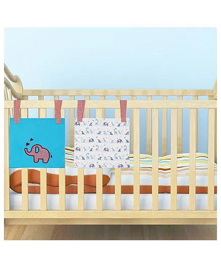 Kadam Baby 2 Bed Pockets Elephant Print - Blue & White