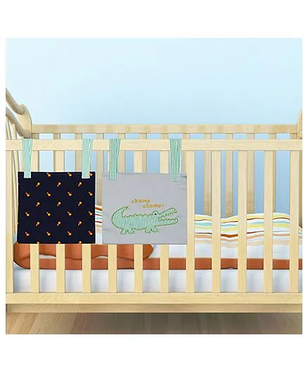 Kadam Baby 2 Bed Pockets Crocodile Embroidery - Blue Grey