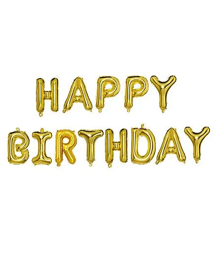 NHR Happy Birthday Letters Foil Balloon - Golden