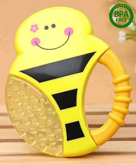 Babyhug Bee Multi Textured Water Filled Teether With Soft Sound Rattle - Yellow