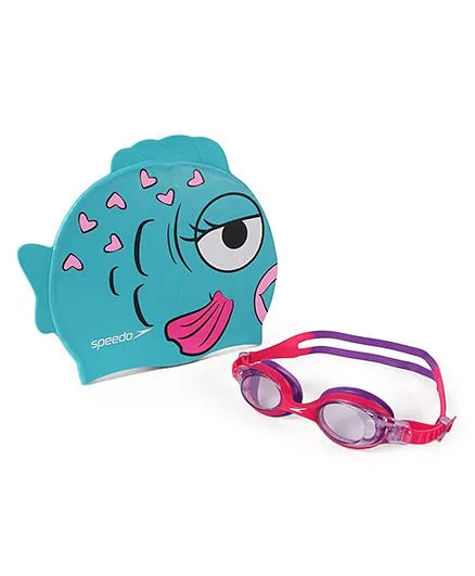 Speedo Sea Squad Goggle And Cap Combo Pack - Pink And Blue