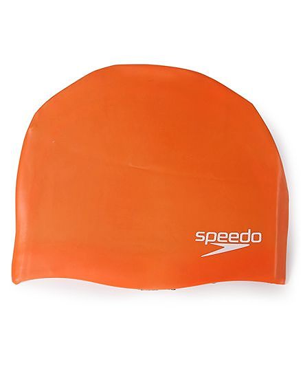 Speedo Junior Plain Moulded Silicone Swimming Cap - Orange