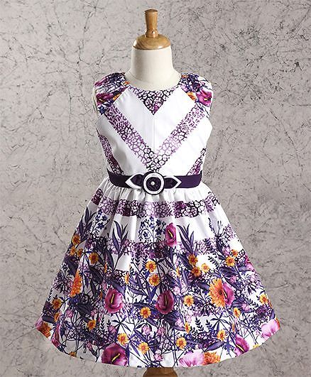 Enfance Core Floral Print Gathered Sleeves - Purple