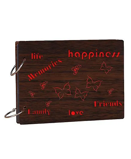 Studio Shubham Life Friends Family Memories Wooden Scrap Book - Dark Brown