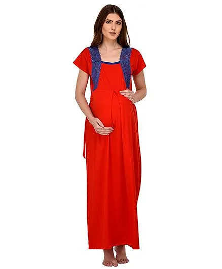 Fabme Side Open Nighty - Red