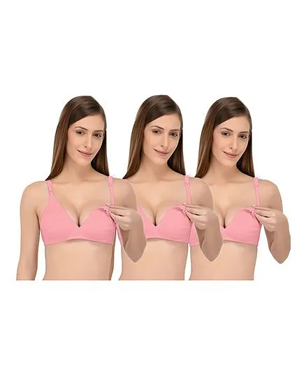 Fabme Hosiery Nursing Seamless Bras Pack of 3 - Pink
