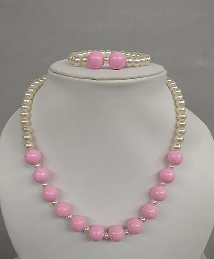 Tiny Closet Pearl Necklace & Bracelet - Pink