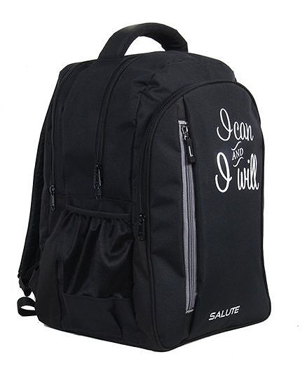 Polestar School Bag Quote Print Black Grey - 18.8 Inches