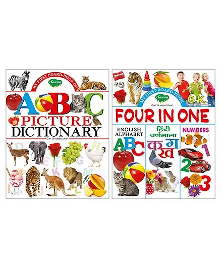 Sawan My First Board Book ABC Picture Dictionary Set of 2 Books - English Hindi