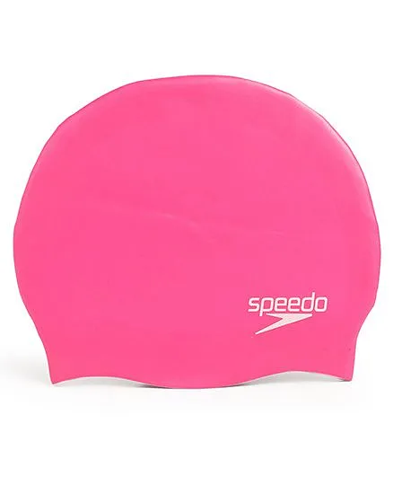 Speedo Junior Plain Moulded Silicone Swimming Cap - Pink