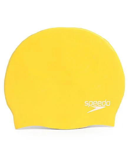 Speedo Junior Plain Moulded Silicone Swimming Cap - Yellow