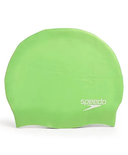 Speedo Junior Plain Moulded Silicone Swimming Cap - Green