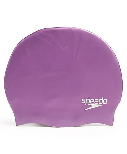 Speedo Junior Plain Moulded Silicone Swimming Cap - Purple