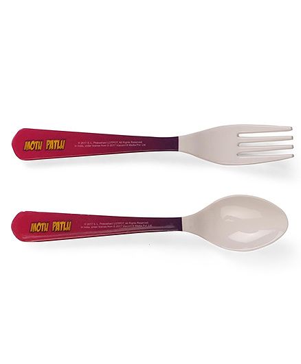 Motu Patlu Fork And Spoon Set - Pink