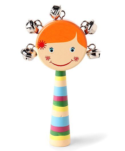 Alpaks Girl Shaped Gungroo Rattle Toy (Print & Color May Vary)