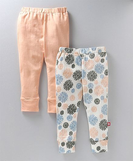 Nino Bambino Pack Of 2 Leggings - Peach & White
