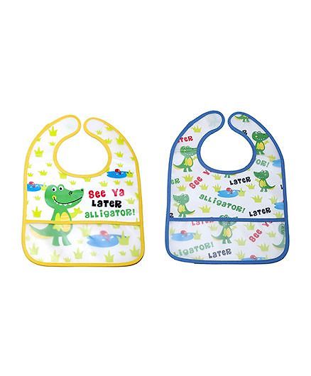 Little Hip Boutique Alligator Print Bibs Set - Yellow & Blue