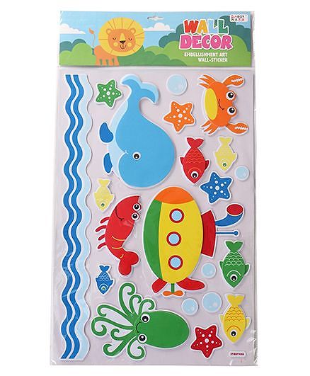 Fish & Multi Shape Wall Decor Sticker - Multi Color