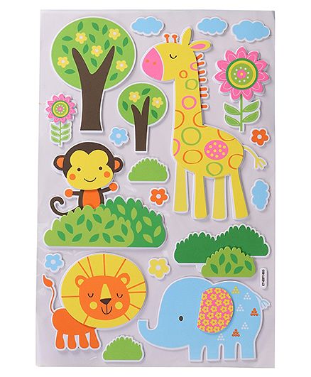 Giraffe & Other Shapes Wall Stickers - Multicolor
