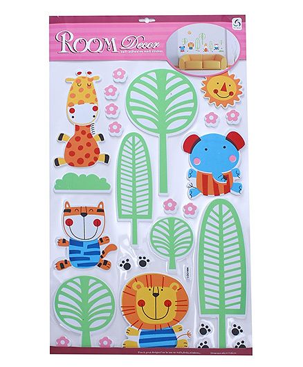 Animal & Trees Shape Room Decor Sticker - Green Multi Colour