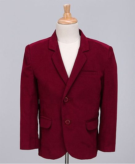 Babyoye Full Sleeves Party Wear Corduroy Blazer - Maroon