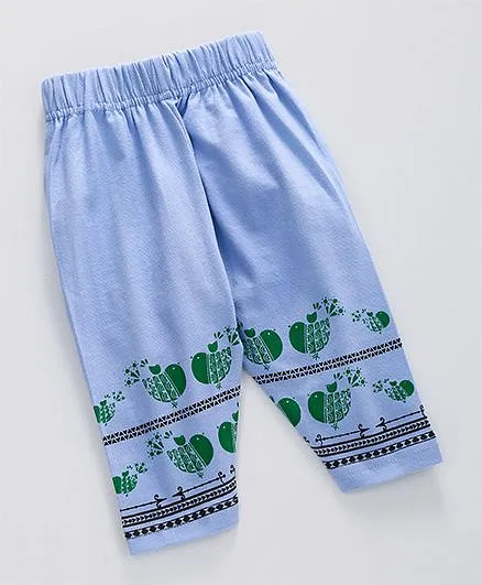 Kiddopanti Bird Print Capri - Blue