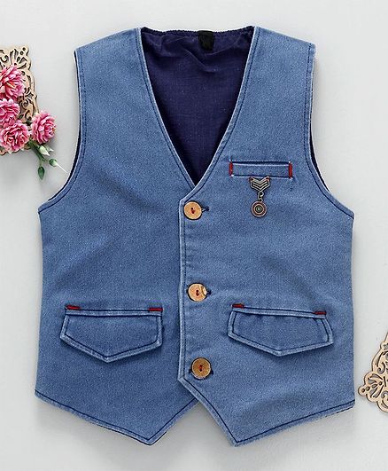 Robo Fry Sleeveless Denim Waistcoat - Light Blue