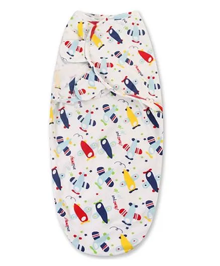 Babymoon Organic Cotton Baby Swaddle Wrap Muslin Cloth Sleeping Bag(0-12 Months) - Blue Aeroplane