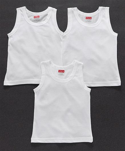 Babyhug Solid Colour Sleeveless Vests Pack of 3 - White