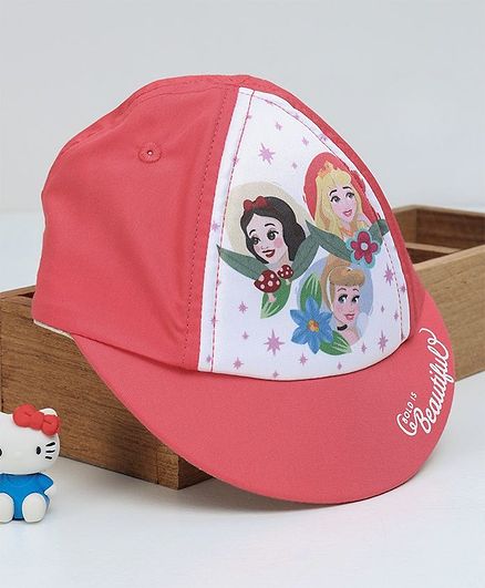 Babyhug Summer Cap Disney Princess Print - Peach